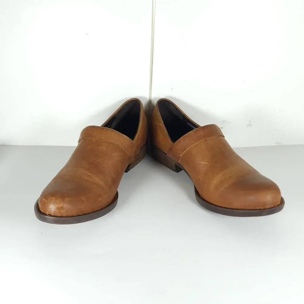 Born Marka Women's US 7,5M Brown Distressed Leather Slip On Ankle Booties Shoes - Picture 6 of 16